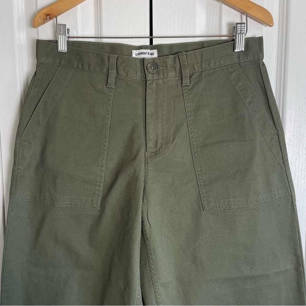 NWOT Lands’ End Chino Barrel Leg Utility Ankle Pants Women’s 8P Green Lagenlook - Picture 4 of 16